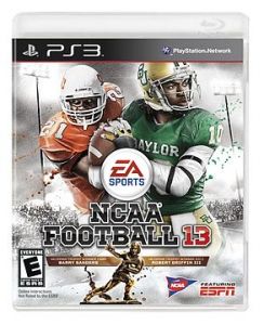NCAA Football 13 has lots of logos featuring those who made money on the game -- but excluded from making money were the two players featured, Robert Griffin III and Barry Sanders.