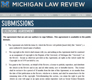 Michigan Law Review copyright policy
